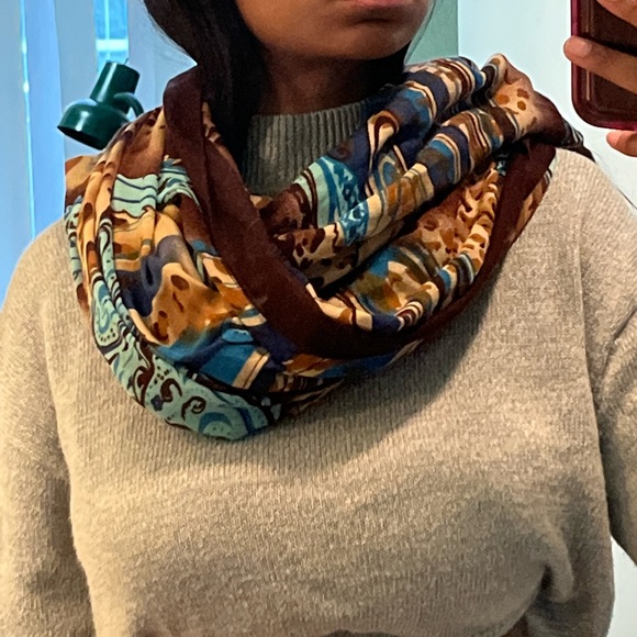 Brown & turquoise scarf - Picture 9 of 11